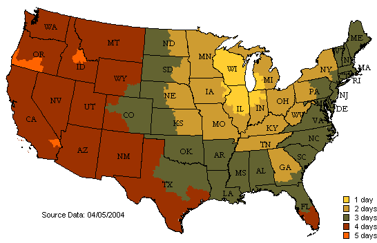 US Time in Transit Map